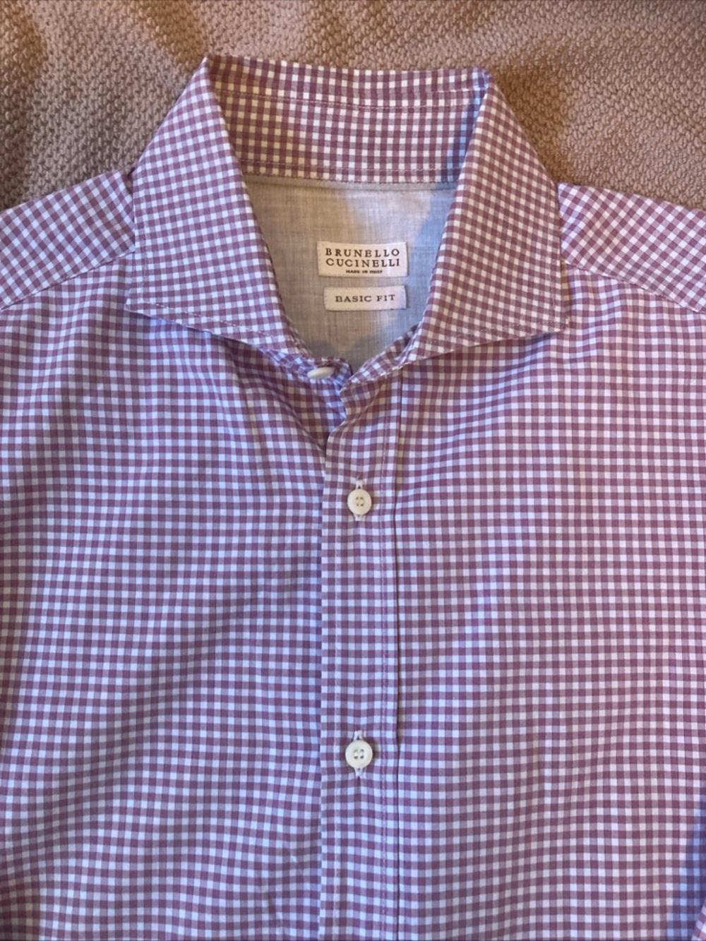 Brunello Cucinelli Men's checked Dress Shirt - classic Fit size L *short arms*